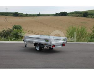 Achterwaartse kipper WEB HK 2315-13-10, Lxb 230x150cm, Bruto 1300kg (935kg netto), Hydraulische Power Unit (pomploos), Lvh 60cm, Borden 30cm, Enkelas geremd, Banden 195/55R10