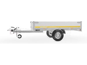Eduard enkelas plateauwagen afmeting 260x150cm met 30cm borden, bruto laadvermogen 1000kg en laadvloerhoogte 72cm