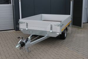 Eduard plateauwagen 2014-3-PB30-075-56, 200x145cm, bruto 750kg geremd, laadvloerhoogte 56cm, geremde enkelasser.