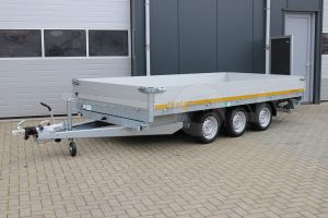 Eduard 3-zijdige kipper met oprijplaten 4018-5-3O3-3563-N, Lxb 406x180cm, Bruto 3500kg (2420kg netto), Elektrische bediening, Lvh 63cm, Borden 30cm, Tridem geremd, Banden 195/50R13