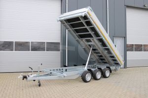 Eduard 3-zijdige kipper 4020-5-33-3563-P, Lxb 406x200cm, Bruto 3500kg (2462kg netto), Elektrische en handmatige bediening, Lvh 63cm, Borden 30cm, Tridem geremd, Banden 195/50R13