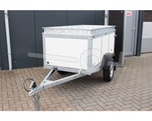 Bagagewagen VDM (lxbxh) 175x100x60,  Enkelas ongeremd, Bruto 750kg (553kg netto), Witte betonplex panelen.