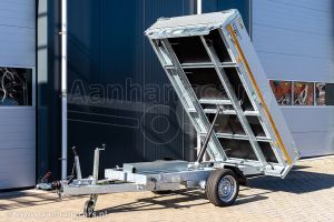 Eduard achterwaartse kipper 3116-3-13-1563-N, Lxb 310x160cm, Bruto 1500kg (1154kg netto), Elektrische bediening, Lvh 63cm, Borden 30cm, Enkelas geremd, Banden 195/50R13