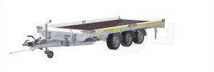 Eduard kantelbare autotransporter 4520-5-AO1-3563-J, Lxb 456x200cm, Bruto 3500kg (2610kg netto), Lvh 63cm, Alu borden 10cm, Tridemas geremd, Banden 195/50R13, Met oprijplaten. Handmatige bediening.