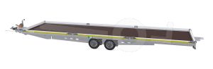 Eduard autotransporter 8024-4-PM1-3563  Lxb 806x240cm, Bruto 3500kg (2440kg netto), Lvh 63cm, Oprijhoek 15&deg;,  Alu borden 10cm, Dichte vloer, Tandemas geremd, Banden 195/50R13, Met oprijplaten en lier.