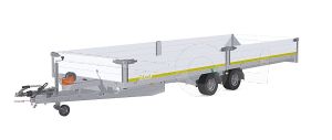 Eduard multitransporter 6020-4-PM4-3056, Lxb 606x200cm, Bruto 3000kg (2110kg netto), Lvh 56cm, Alu borden 40cm, Tandemas geremd, Banden 195/55R10, Met oprijplaten en lier.