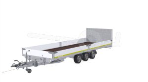 Eduard machinetransporter 6020-5-AK3-3563-J, Lxb 606x200cm, Kantelbaar, Bruto 3500kg (netto 2363kg), Lvh 63cm, Alu borden 30cm, Brede oprijklep, Tridemas geremd, Banden 195/50R13, Handmatige bediening.