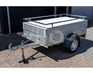 Humbaur aluminium bagagewagen (lxbxh) 251x131x48cm, type Startrailer H 752513 met deksel+reling, Bruto 750kg (602kg netto), Aluminium wanden, Enkelas ongeremd, Banden 145/80R13