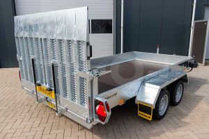 Humbaur Senko 354019 zakbare machinetransporter met elektrische bediening, afmeting 399x192cm, laadvermogen bruto 3500kg