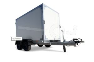 VDM gesloten aanhangwagen (lxbxh) 258x130x150cm,  Bruto 2000kg (ca.1571kg netto), Witte PPL panelen, Tandemas geremd.