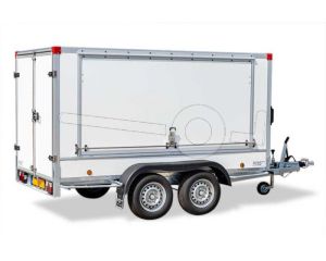 Gesloten bakwagen optie powertrailer zijklep GEKA-serie  met slot en gasveren vanaf 250cm tot 307cm  (L) en 150cm ( H)