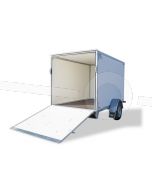Neergaande achterklep in plaats van achterdeuren op twins Trailers gesloten aanhangwagen tot 150cm hoog