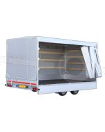 Huifdoek 356x200x220cm 3520-Z-SFZ-22-7500 ten behoeve van huif met schuifzeil voor Eduard plateauwagen of multitransporter met een laadbak van 330x200cm. Hoogte 220cm gemeten vanaf de laadvloer. Kleur van het huifdoek is 7500 grijs.