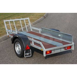 Verhuur motortrailer voor 1 motor, vloerafmeting 225x100 netto laadvermogen 500kg, (B rijbewijs), extra dag