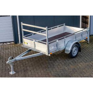 Open bakwagen enkelas met aluminium borden 200x132cm 750kg ongeremd