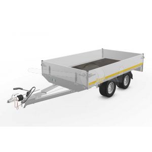 Eduard plateauwagen 2514-4-PB30-100-56, 250x145cm, bruto 1000kg, laadvloerhoogte 56cm, geremde tandemasser.