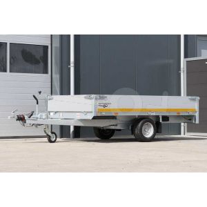 Eduard enkelas plateauwagen met 30cm borden, afmeting 260x150cm, laadvloerhoogte 56cm en bruto laadvermogen 1500kg