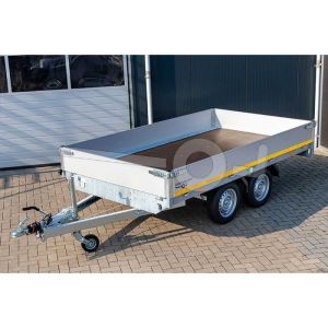 Plateauwagen Eduard 3116-4-P3-2072, Lxb 310x160cm, Bruto 2000kg (1570kg netto), Lvh 72cm, Alu borden 30cm, Tandemas geremd, Banden 155R13