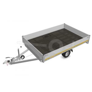 Eduard plateauwagen 3120-3-PB30-150-56, Lxb 310x200cm, Bruto 1500kg (1126kg netto), Lvh 56cm, Alu borden 30cm, Enkelas geremd, Banden 195/55R10