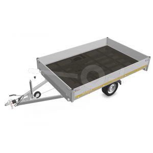 Eduard plateauwagen 3120-3-PB30-150-63, Lxb 310x200cm, Bruto 1500kg (1126kg netto), Lvh 63cm, Alu borden 30cm, Enkelas geremd, Banden 195/50R13