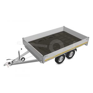 Eduard plateauwagen 3120-4-PB30-250-72, Lxb 310x200cm, Bruto 2500kg (1950kg netto), Lvh 72cm, Alu borden 30cm, Tandemas geremd, Banden 165R13