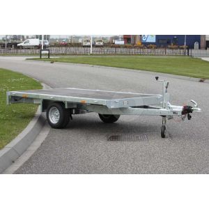 Vlakke Eduard plateauwagen zonder laadborden 330x180cm laadvloerhoogte 56cm bruto laadvermogen 1500kg