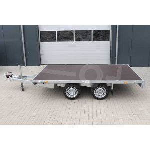 Vlakke plateauwagen zonder borden Eduard, afmeting 330x180cm, laadvloerhoogte 63cm en bruto laadvermogen 2000kg.