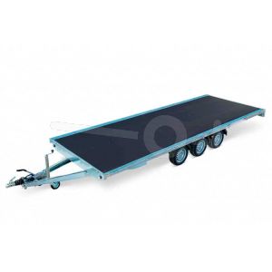 Eduard vlakke tridem plateauwagen zonder borden 5520-5-PV-350-56, afmeting 556x200cm, bruto laadvermogen 3500kg, laadvloerhoogte 56cm, geremde 3 asser met 195/55R10 banden