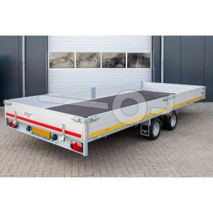 Eduard multitransporter 6020-4-PM3-3056, Lxb 606x200cm, Bruto 3000kg (2140kg netto), Lvh 56cm, Alu borden 30cm, Tandemas geremd, Banden 195/55R10, Met oprijplaten en lier.