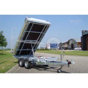 Eduard 3-zijdige kipper 3318-4-33-2763-P, Lxb 330x180cm, Bruto 2700kg (1892kg netto), Elektrische en handmatige bediening, Lvh 63cm, Borden 30cm, Tandemas geremd, Banden 195/50R13