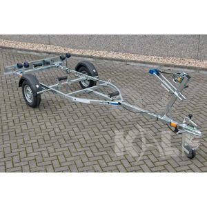 Sportboottrailer serie 600-40 K kantelbaar 400x160 (lxb), bruto 600kg (450 netto), met glijplanken pakket (ook voor schroefas), banden 13", enkelas