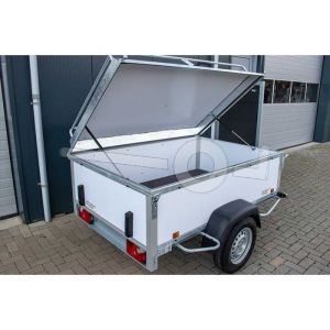 Bagagewagen Power Trailer (lxbxh) 200x110x60cm, type NR.B 200, Bruto 750kg (530kg netto), Witte ppl panelen, Enkelas ongeremd, Banden 155/80R13