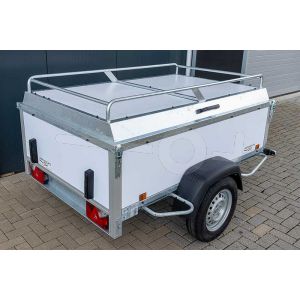 Power Trailer bagagewagen 250x132x60cm wit plywood type NR.M 250 bruto 750kg ongeremd