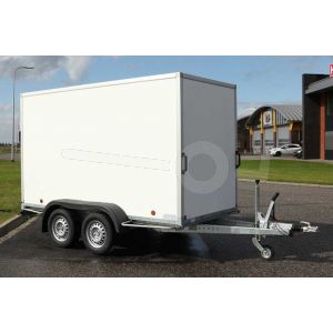 Tandemas gesloten aanhangwagen, merk Power Trailer, afmeting 225x150x150cm, bruto laadvermogen 750kg geremd