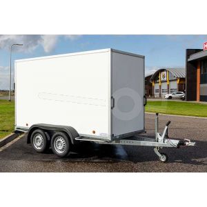 Power Trailer ongeremde tandemasser gesloten aanhangwagen 257x157x188 cm met een bruto laadvermogen van 750 kg