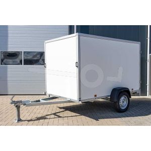 Power Trailer gesloten aanhangwagen lxbxh 252x125x180cm, model PS Nr2 type 5, Bruto 750kg, witte PPL panelen (ook wit dak), Lvh 47cm, Enkelas ongeremd, Banden 13"