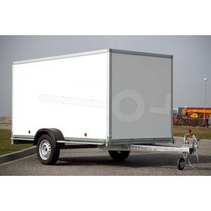 Power Trailer enkelas gesloten aanhangwagen, afmeting 307x150x150cm, bruto laadvermogen 750kg ongeremd