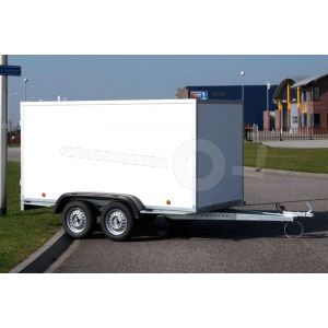 Power Trailer ongeremde tandemas gesloten aanhangwagen, afmeting 307x125x150cm, bruto laadvermogen 750kg.