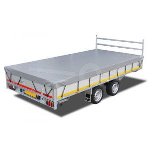 Grijs vlakzeil voor Eduard Trailer plateauwagen, kipper of multitransporter met een laadbak van 260x150cm