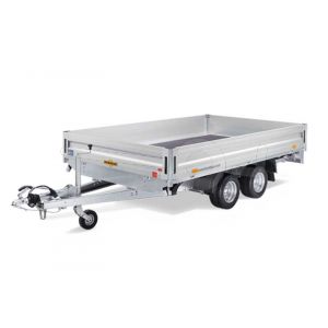 Humabur plateauwagen HN305221 GR,  522x207cm, bruto 3000kg (2280 netto), laadvloerhoogte 65cm, 35cm aluminium borden, banden 14", tandemas geremd