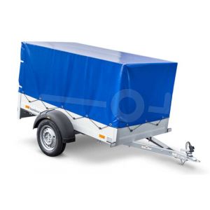 Huif voor Humbaur Startrailer H 752010, kleur blauw, afmeting 205 x 110 cm met een dakhoogte van 100 cm vanaf de laadvloer.