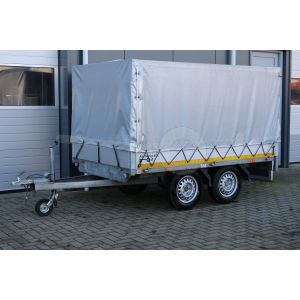 Eduard plateauwagen 260x150cm tandemas ongeremd 750kg met huif (occassion)