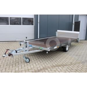 Kantelbare transporter Unsinn UM 3617-15-10, Bakmaat 366x175cm, Bruto 1500kg (1010kg netto), Betonplex laadvloer 18mm, Laadvloerhoogte 57cm, Enkelas geremd, Banden 195/55R10