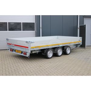 Eduard 3-zijdige kipper 4018-5-33-3563-P, Lxb 406x180cm, Bruto 3500kg (2484kg netto), Elektrische en handmatige bediening, Lvh 63cm, Borden 30cm, Tridem geremd, Banden 195/50R13