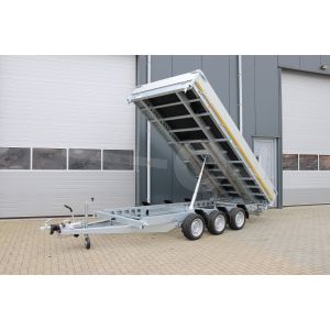 Eduard 3-zijdige kipper 4020-5-33-3563-N, Lxb 406x200cm, Bruto 3500kg (2464kg netto), Elektrische bediening, Lvh 63cm, Borden 30cm, Tridem geremd, Banden 195/50R13