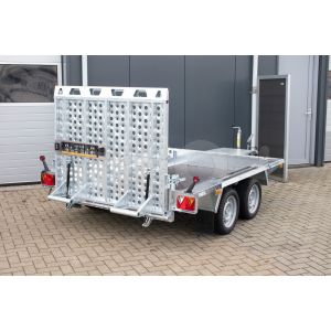 Martz machinetransporter Bau 260 3.0T, Lxb 260x150cm, Bruto 3000kg (2466kg netto), 25cm stalen borden, Tandemas geremd, Banden 195/50R13