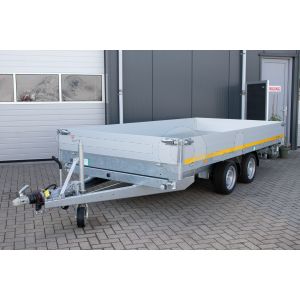 Eduard 3-zijdige kipper met oprijplaten 4018-4-3O3-3563-N, Lxb 406x180cm, Bruto 3500kg (2552kg netto), Elektrische bediening, Lvh 63cm, Borden 30cm, Tandemas geremd, Banden 195/50R13