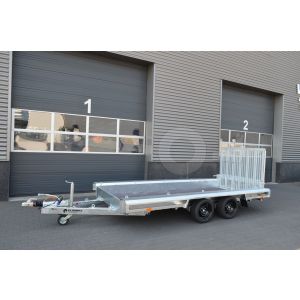 Vlemmix Machinetransporter, 400x150cm (lxb laadbak), bruto 3500kg (2730kg netto), banden 195/50R13, tandemas.