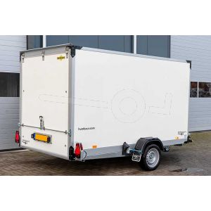 Humbaur HKT 182817-18P hydraulisch zakbare gesloten aanhangwagen 280x177x180cm, bruto 1800kg, met elektrische bediening op de dissel gemonteerd