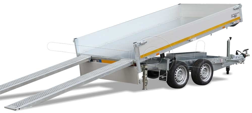Achterwaartse kipper met oprijplaten Eduard Trailers